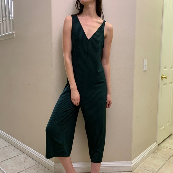 green cropped jumpsuit